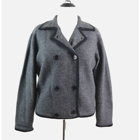 Vintage Herman Geist Size M Boiled Wool Jacket Gray Black - Picture 1 of 11